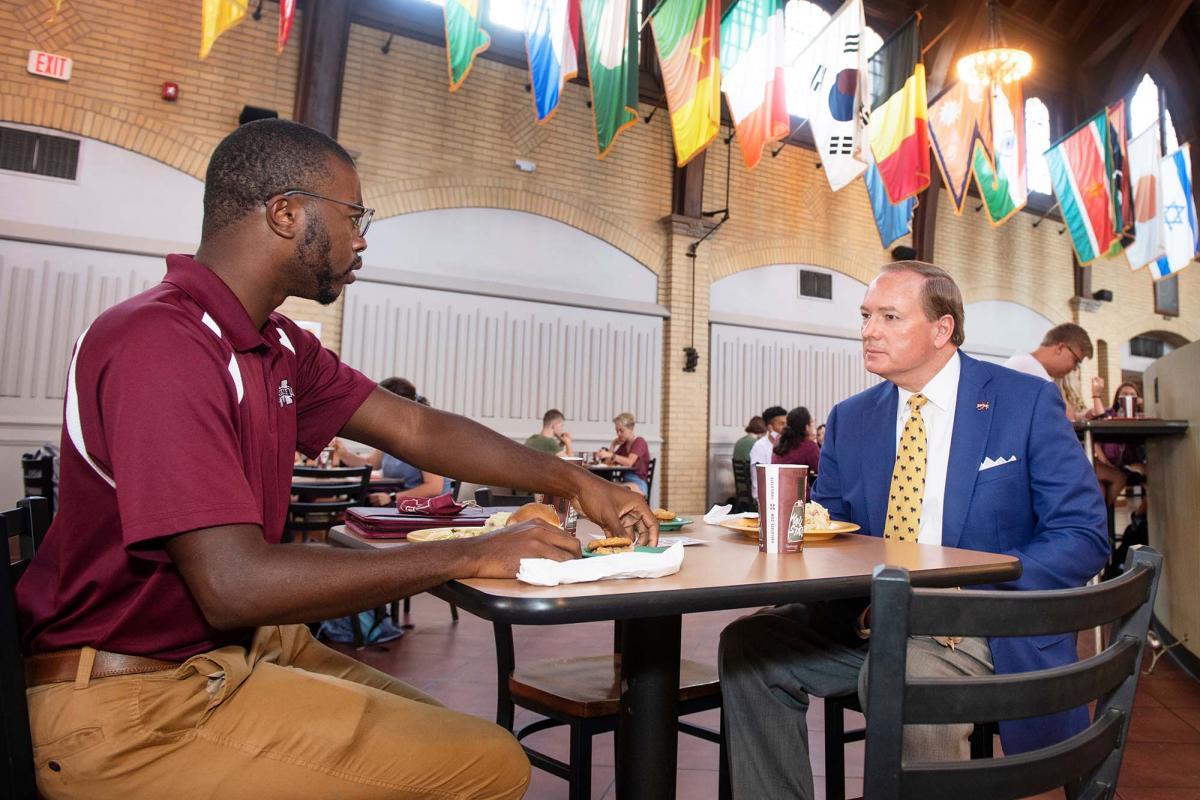 President Keenum eats lunch with SA President Tyler Packer